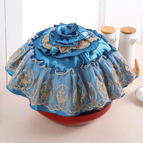 圆形电饭锅盖布电饭煲盖巾田园蕾丝家用电压力锅罩多功能防尘罩子