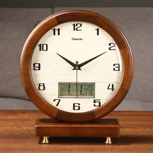 万年历台钟轻奢实木座钟摆钟台式钟表客厅表桌面摆件坐钟装饰时钟