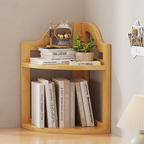 书架桌面置物架简易办公室桌上转角书桌收纳墙角小书柜三角非实木