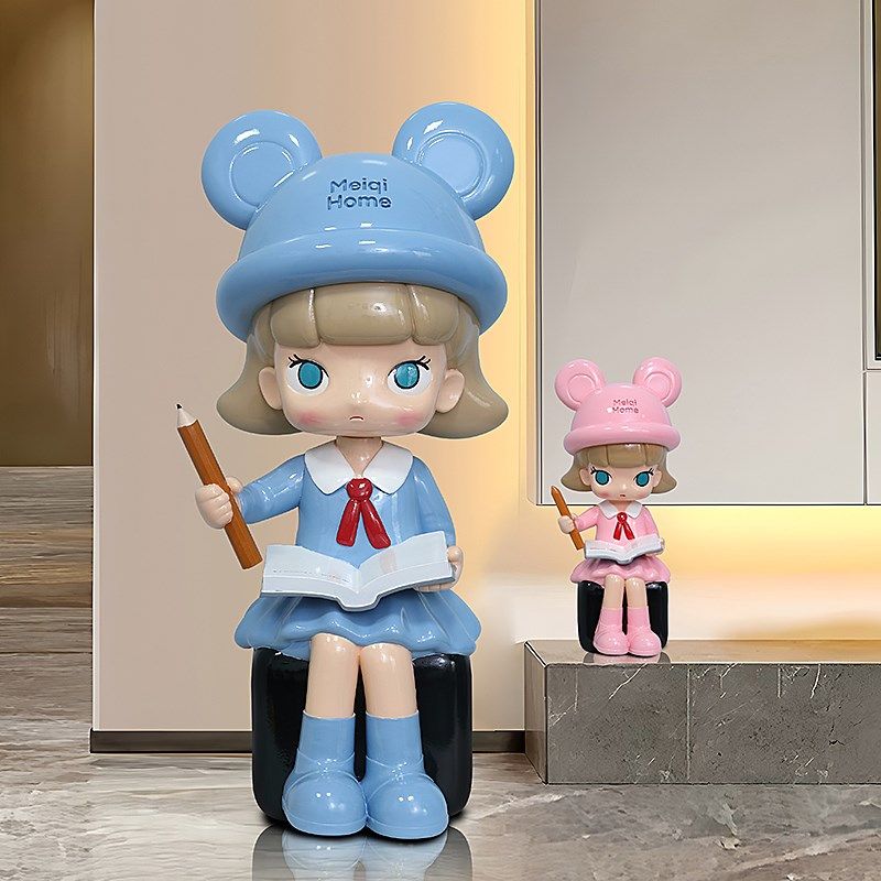 潮流卡通模型茉莉画家公主铅笔女孩落地大摆件网红家居客厅装饰品