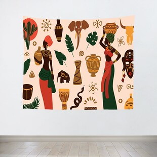 复古风非洲背景布鼓打击乐欧美挂毯民族乐器家居卧室客厅装饰挂布