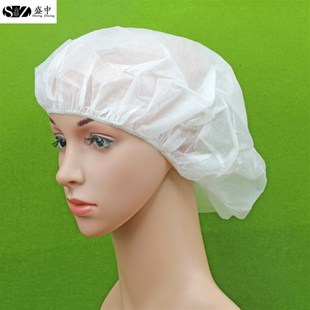 包邮 一次性帽子加厚耐磨防尘防水隔离无纺布圆帽食品帽100只 包