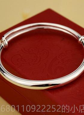 正品银光拉扣手镯 99男女款韩版百搭9银镯子森系情面侣简约银纯手