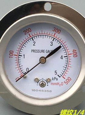 不锈钢外壳轴向带边膜盒压力表YE-60ZT 5KPa10 15 20 25 30 50KPa