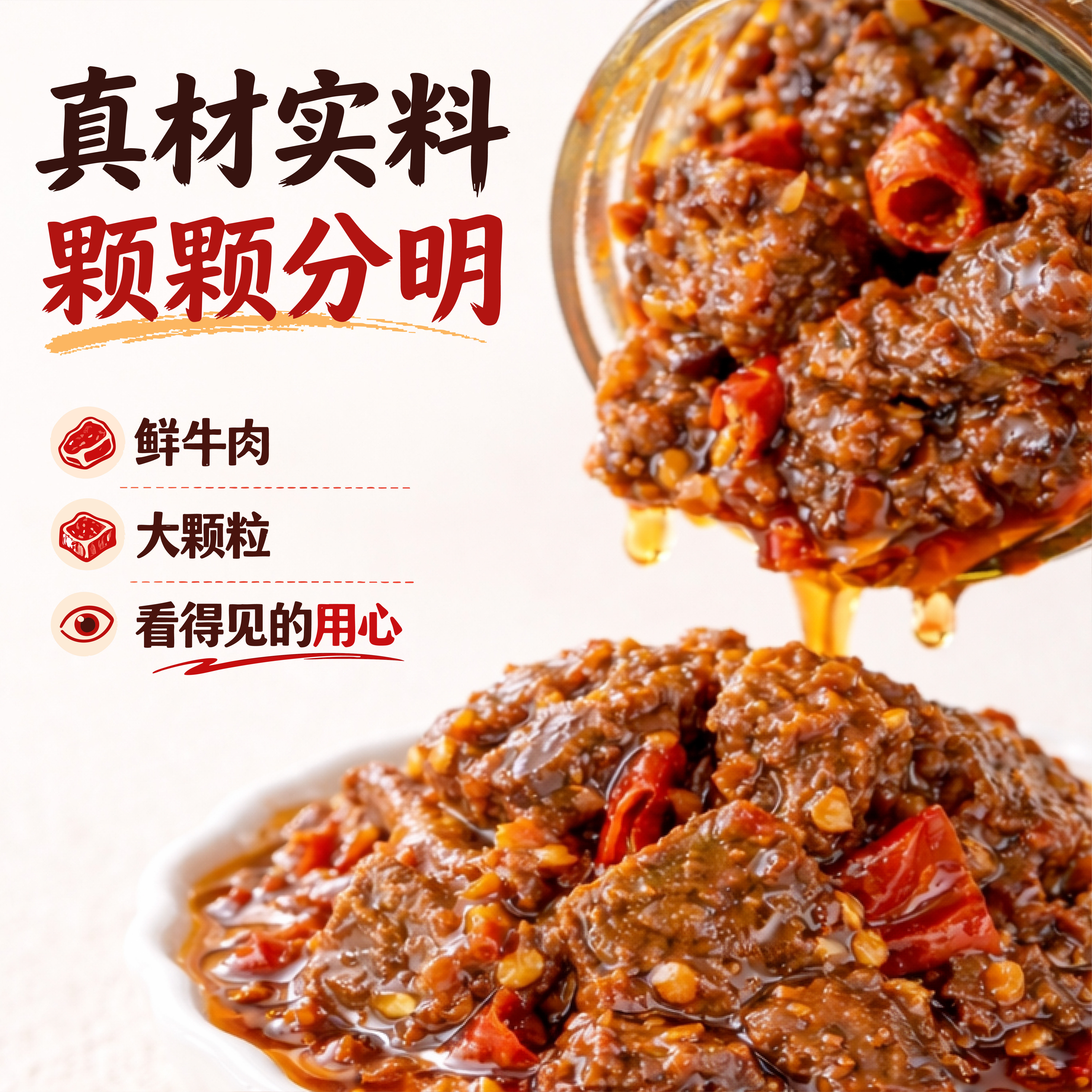 决酱牛肉酱大粒牛肉香辣酱下饭拌饭拌面酱湿辣酱官方旗舰店