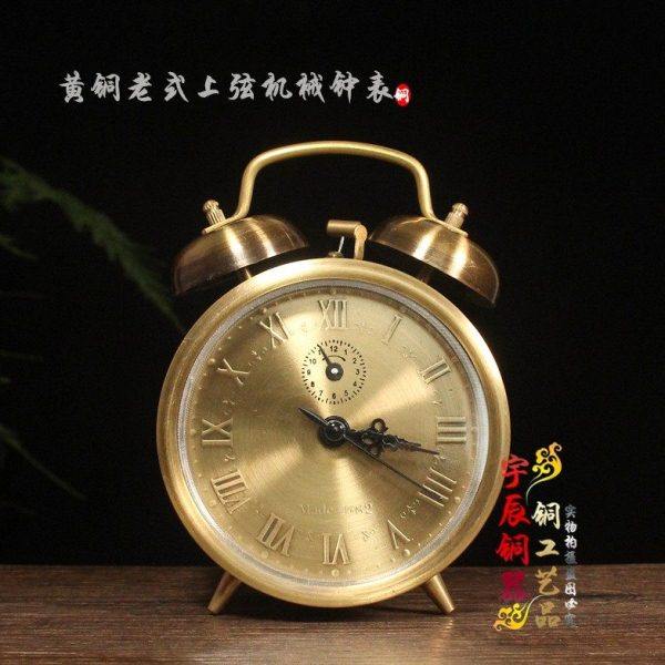 纯铜复古拉丝款老式闹钟机械发条闹钟上弦钟表铜闹钟座钟家居装饰,家居饰品,台钟/闹钟,淘宝优惠券,粉丝福利购,淘宝优惠卷