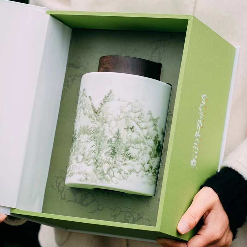 2024新款绿茶明前龙井茶叶罐单罐礼盒装陶瓷茶叶包装春茶通用空盒