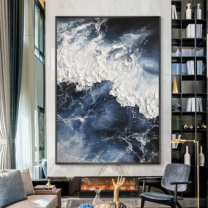 手绘装饰油画客厅轻奢抽象现代玄关沙发餐厅背景墙壁挂画成品高端