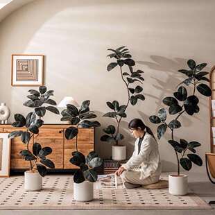 大型落地仿真盆栽黑金刚橡皮树客厅高级感逼真装饰玉兰假树绿植物