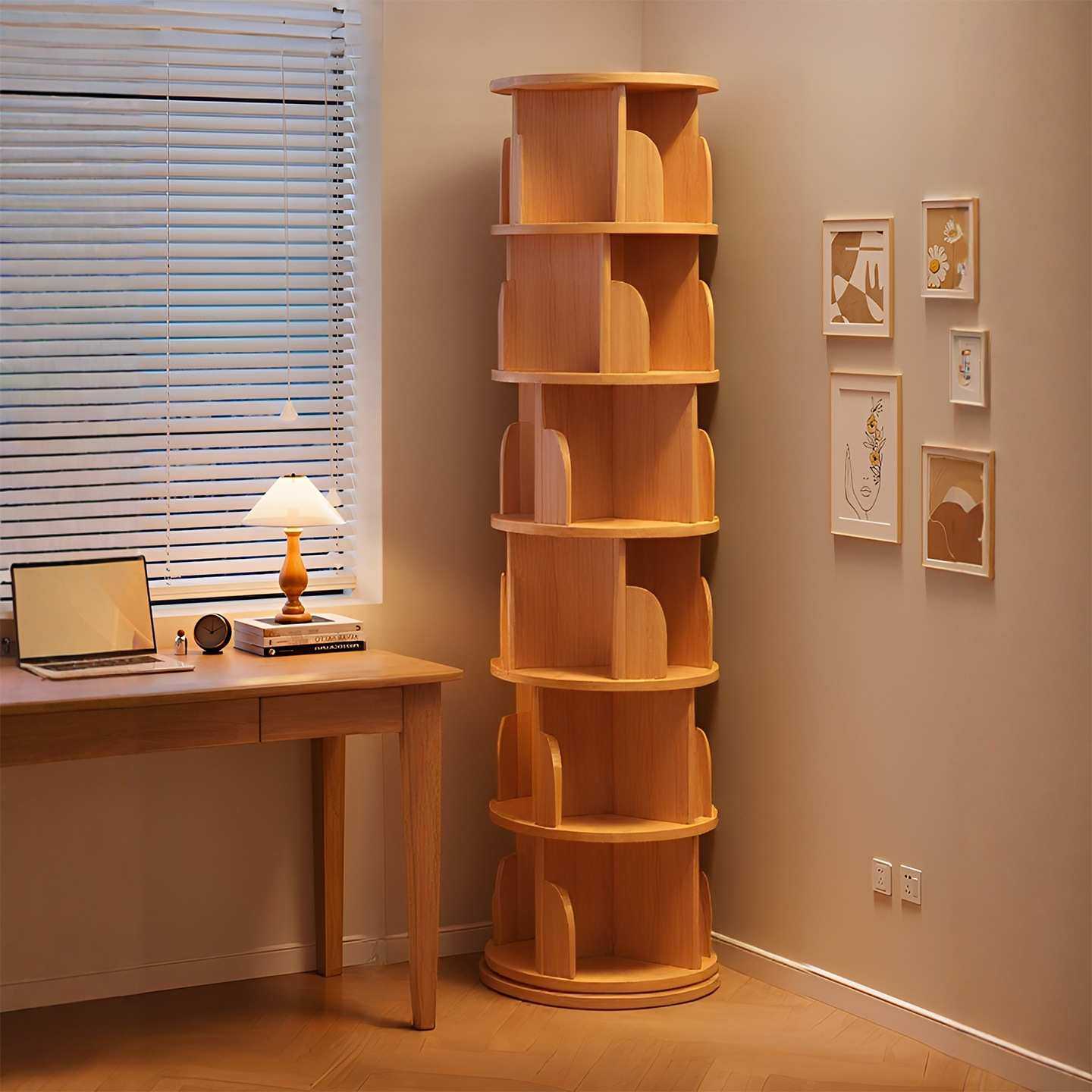 实木旋转书架360度大容量书柜多功能转角置物架儿童收纳柜展示架,3C数码配件,摄像机配件,淘宝优惠券,粉丝福利购,淘宝优惠卷