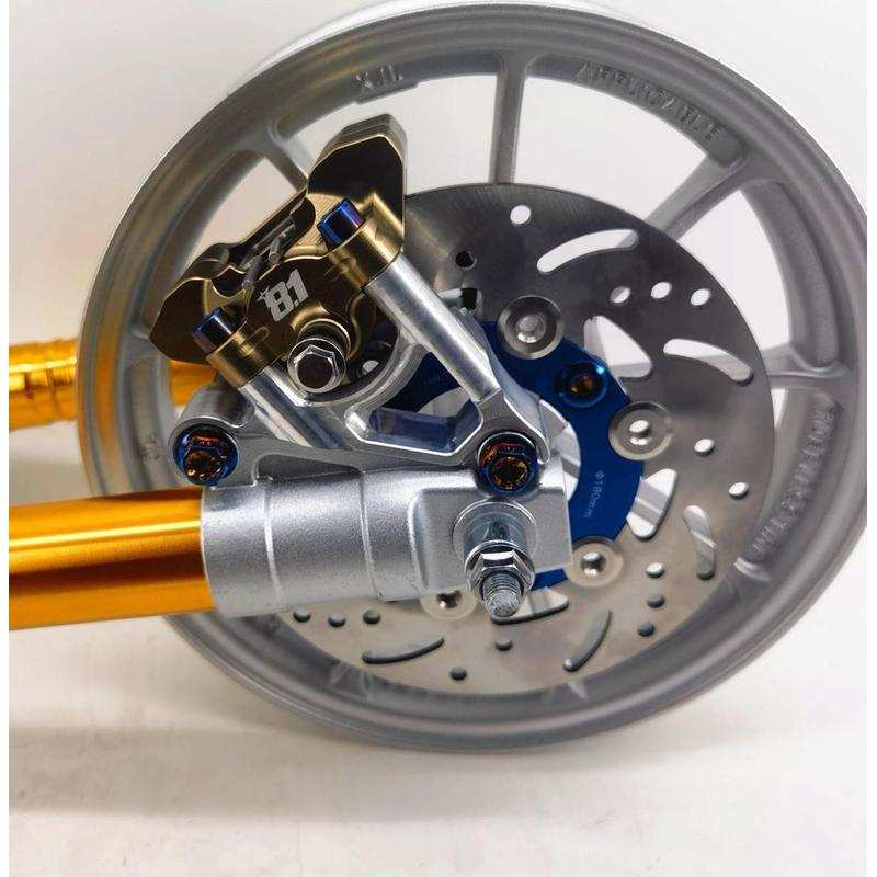 ube 龟五 DIO50 ZX50 电动车 改装鲍鱼180MM浮动盘卡钳下泵刹车盘
