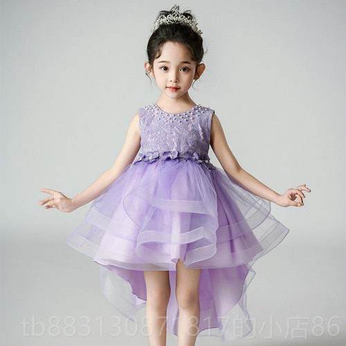 正品女童燕尾夏裙公主裙蓬蓬演出礼服小女孩演婚纱拖尾儿童表洋纱