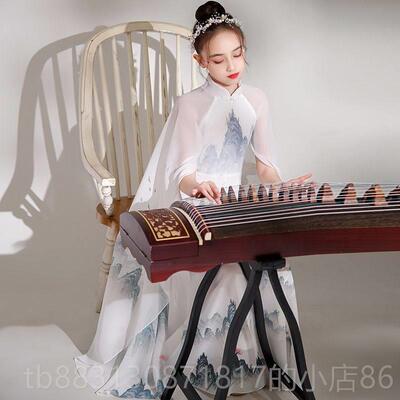 正品儿童风主持人演出服美拉德薄款长款礼女童古民乐类比国赛筝表
