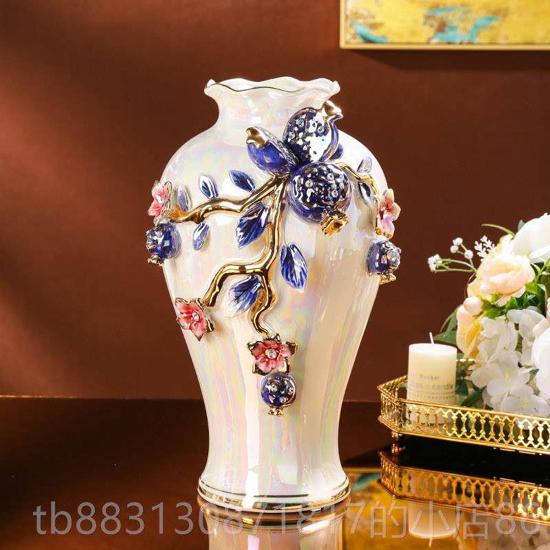 正品陶欧式瓷瓶摆件花华高档客厅插花家居餐桌玄关电视奢柜酒柜装