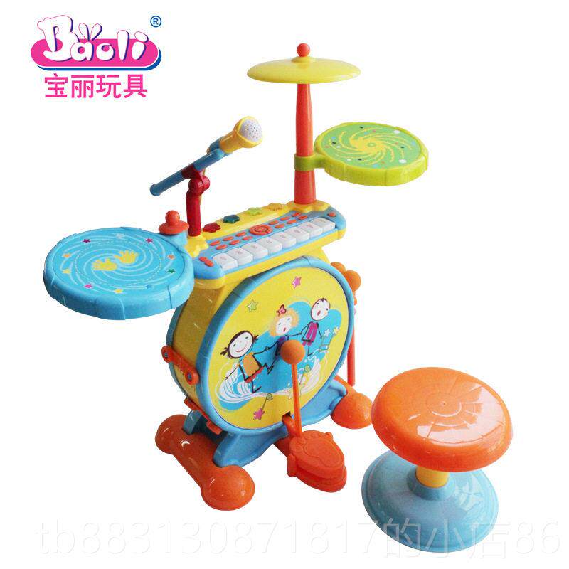 正品女宝丽儿童子鼓玩具1-3-架子鼓