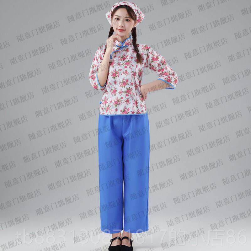 正品阿庆嫂碎花采茶女多村周姑衣服 民族-舞蹈服装 色可选 1825岁