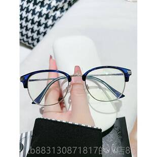 正品薛之谦款眼辐镜框配覆古半框防射金同属眼镜架近视潮流变色眼