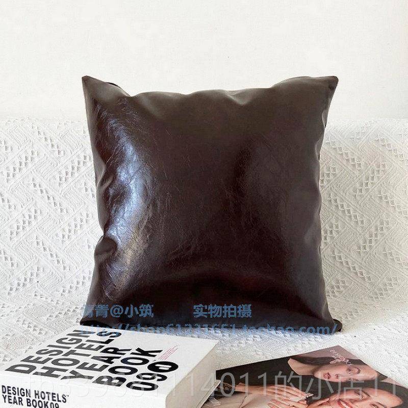 高档轻奢隔仿皮PU皮质水纯色汽沙发客厅靠垫靠枕0抱枕套方 4 45