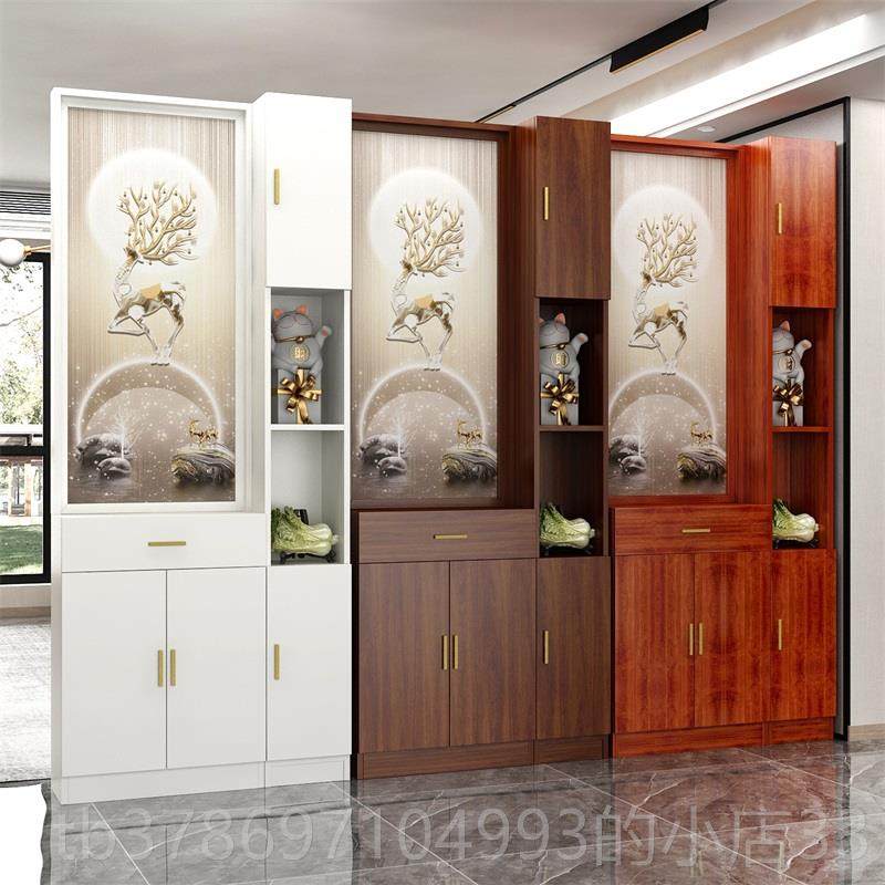 新款屏风隔客厅202新款3简现约代玄关柜正对大门实木置物架断边柜