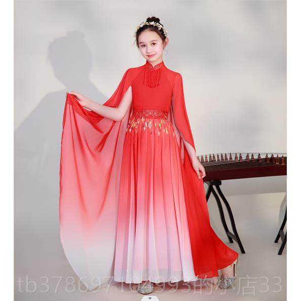 新款2持0琵2新款中国风女童弹古筝演出服儿4童琶演奏大合唱礼服主