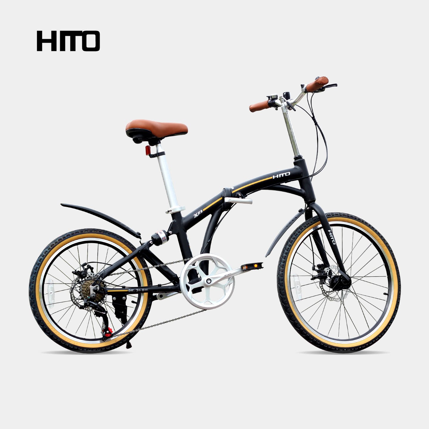 HITOX8折叠自行车7速碟刹通勤