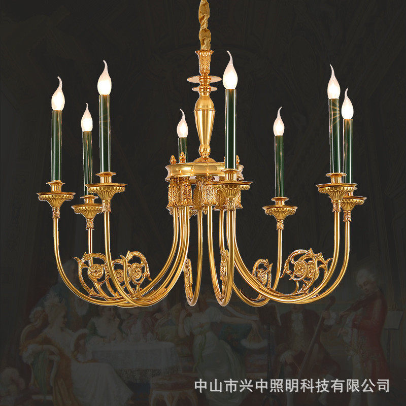 法式吊灯简约复古别墅客厅书房卧室餐厅灯具欧式美式轻奢全铜灯饰