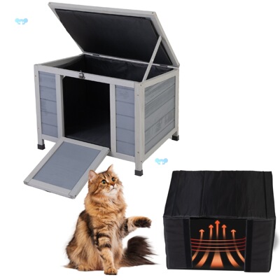 24inches Wooden Catio Outdoor Cat House Small Animal House
