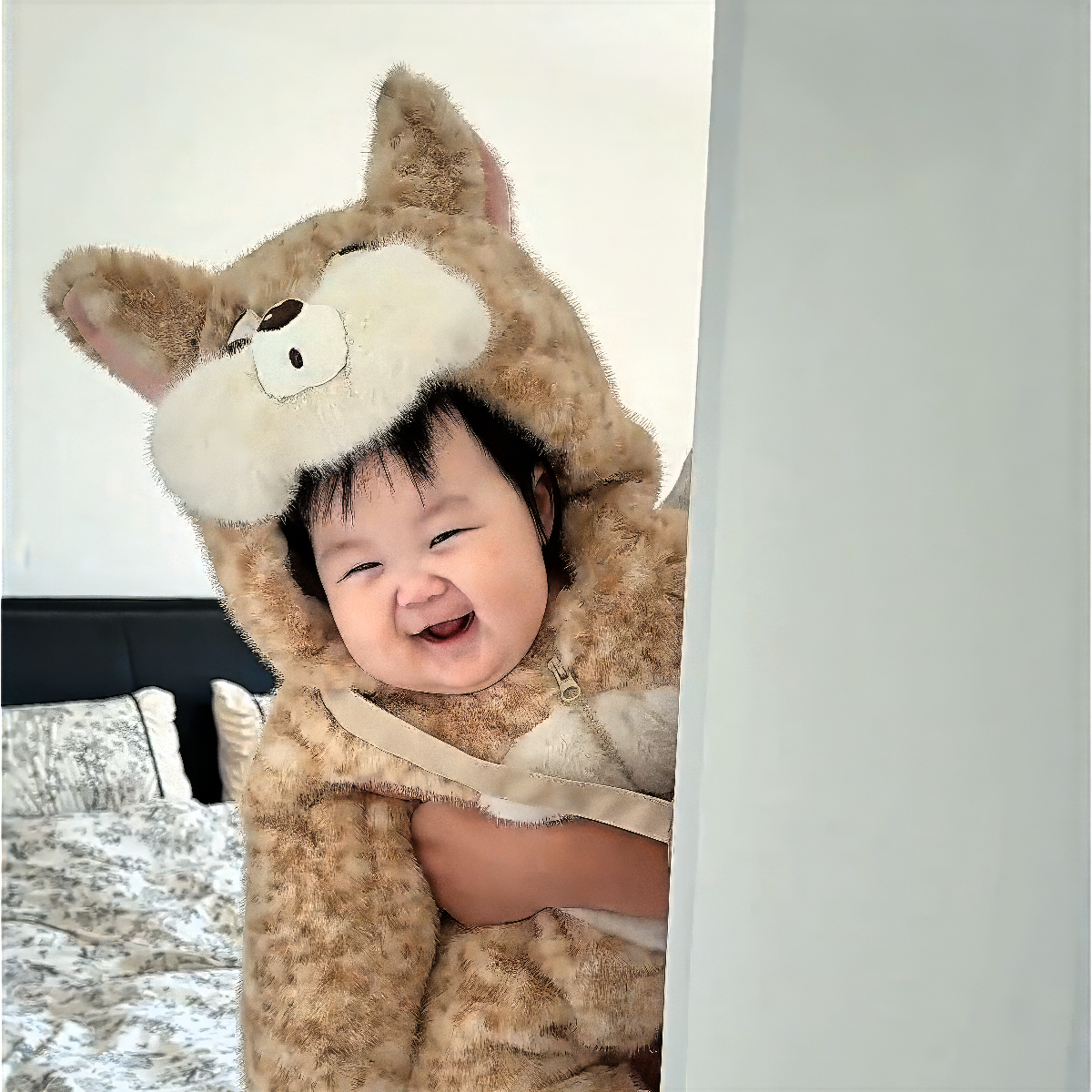 婴儿宝宝冬款加绒加厚防貂毛