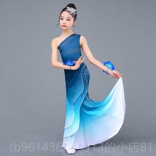 新款傣族考舞蹈装新款儿童艺练功服孔雀舞包臀服鱼尾裙表民族演出
