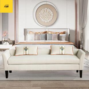 美式尾凳布艺室床卧沙前床沙发凳新55457中式床榻床尾小发简约床