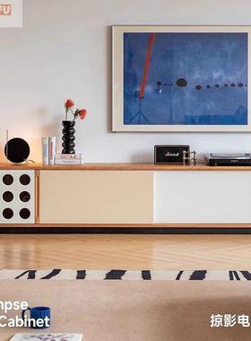 05新款实木电2视柜中古风小2GJU户型客厅电视剧柜复古落收纳储地