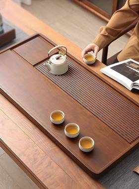 ?木茶盘起一件批家用整块实长方形简约办公室干茶泡台功夫FHZ款带