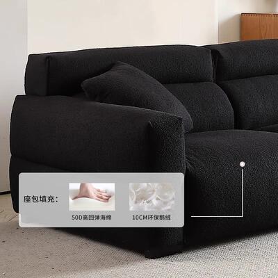 意代式简布艺沙发奶油沙风现极简约DUW直排沙发客厅绒布复古风布