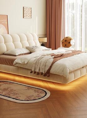 法式奶油风悬浮泡芙软床双主卧婚床猫爪艺床现代简XVQ布约包人布