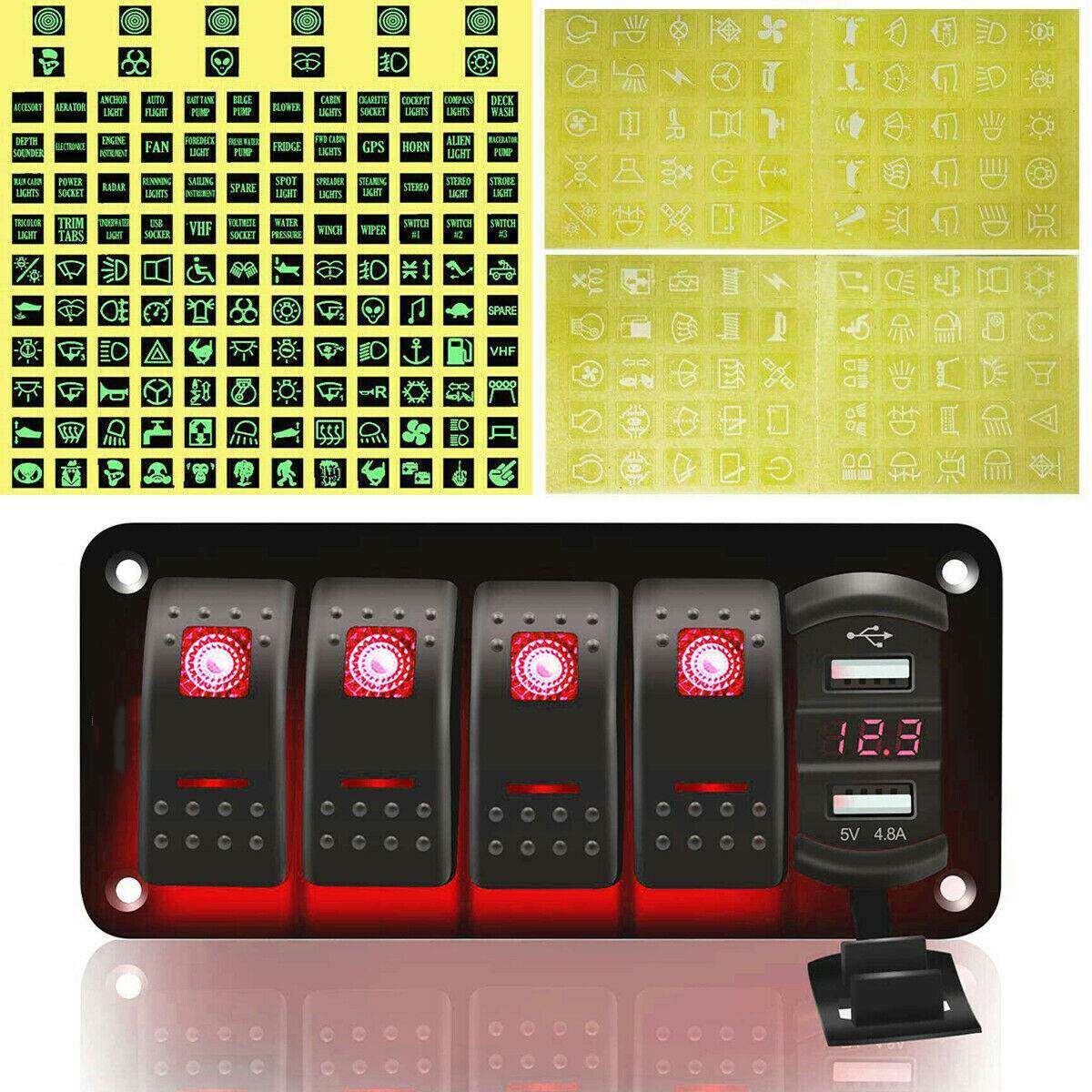 翘开关组合面板汽TJU车板ld大车灯工作灯灯控制按e钮防水