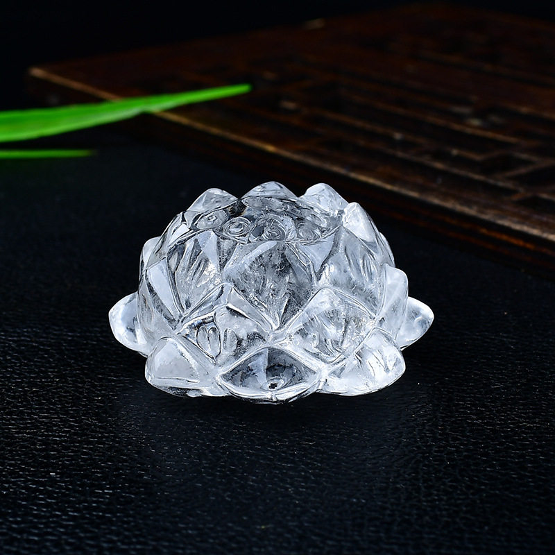 天然白水晶莲花摆件原石雕件家具客厅桌面饰品宝石插香底座托供佛