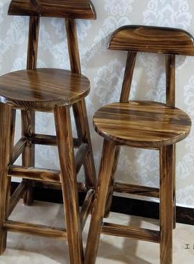 实木吧椅木质JWG高脚凳吧闲吧椅靠台背椅家用实木高椅子酒凳休高