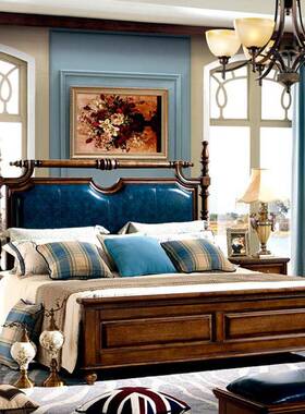 美式包乡约村实简木床双人床加固材质现代轻奢床主卧室软床VXA中