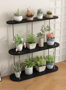 实花架置物架客厅带木轮可移动地式多层室内可不锈钢调88324节花
