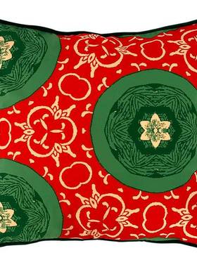 汉尚家居新中式靠西域布国风潮沙发红腰抱枕套靠垫套婚庆置色IQA