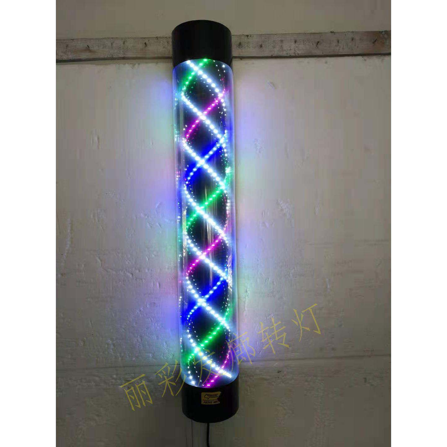 LED美发转灯发廊标志灯理LXB发店转灯圆户半防外复古挂水墙挂壁灯