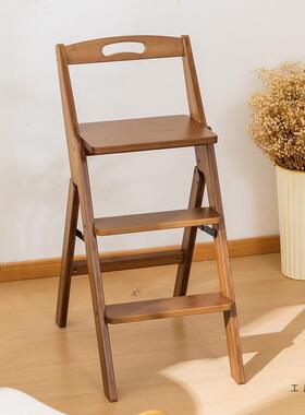 靠背三步梯凳家两用实木三登高可加折用叠收纳厚多功层QOV能脚踏