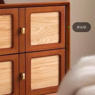 中视古NQJ色复古实木卡柜型组合电柜藤编床边柜斗柜小户门抽屉柜