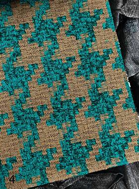 千鸟格编MSA沙发布面料绿色黑白织大蓝千鸟抱格编织沙发布枕布面