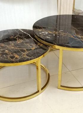 不锈母钢茶岩板几代轻奢风封釉大小圆67603形桌子大理石子茶现几