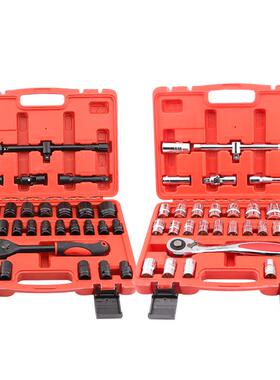 镜面风红带气3OLR2件六72齿成套汽修动机修套筒扳手电板梅花角炮
