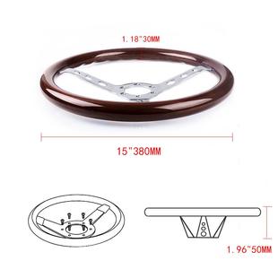汽车改装配件5英寸3向80MM6孔桃盘木老爷RS-STW01车复古1方向实木