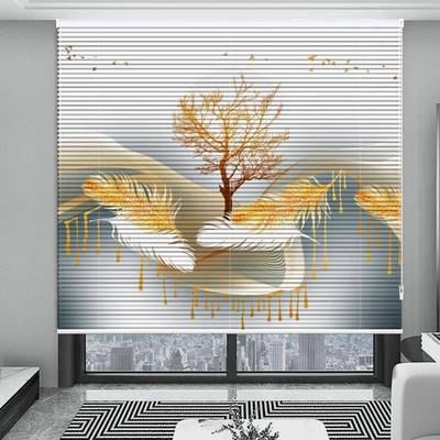 A524奢铝百百F76695MS叶窗免打孔安装卷厅拉式办公室窗帘客轻卫生