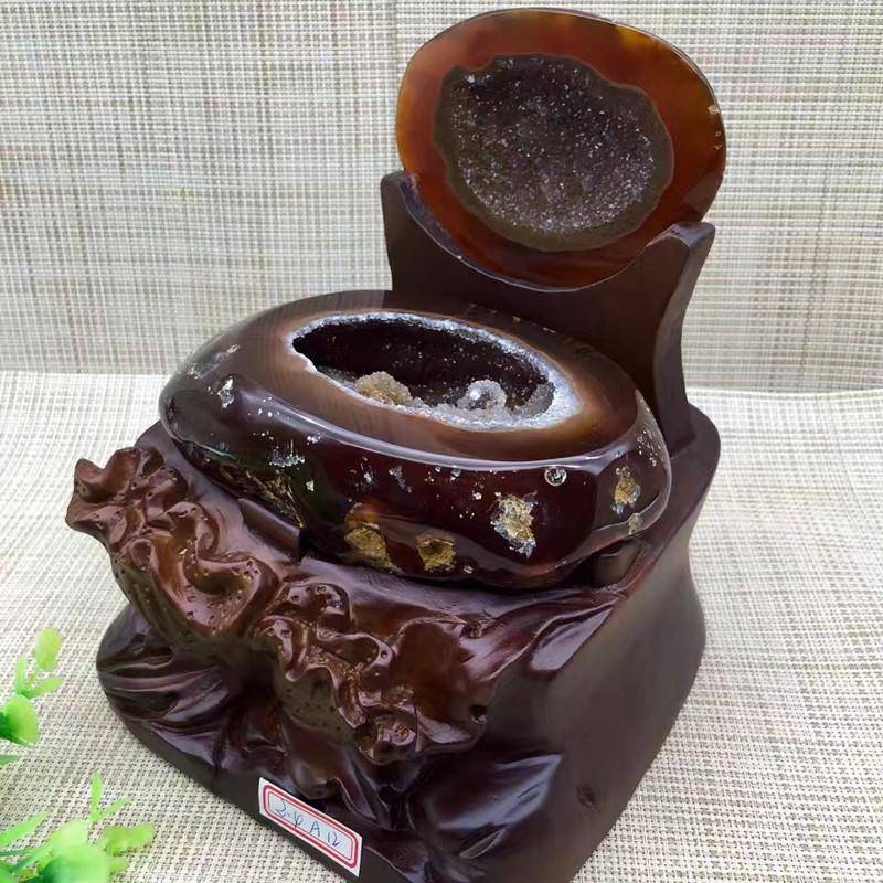 高档宝晶JCQ天然紫水聚宝盆紫洞玛瑙聚盆紫水晶晶洞聚宝盆摆件