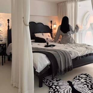 法式复古马床全实木12289米8中赛古室风主卧双人床美式卧轻奢床储